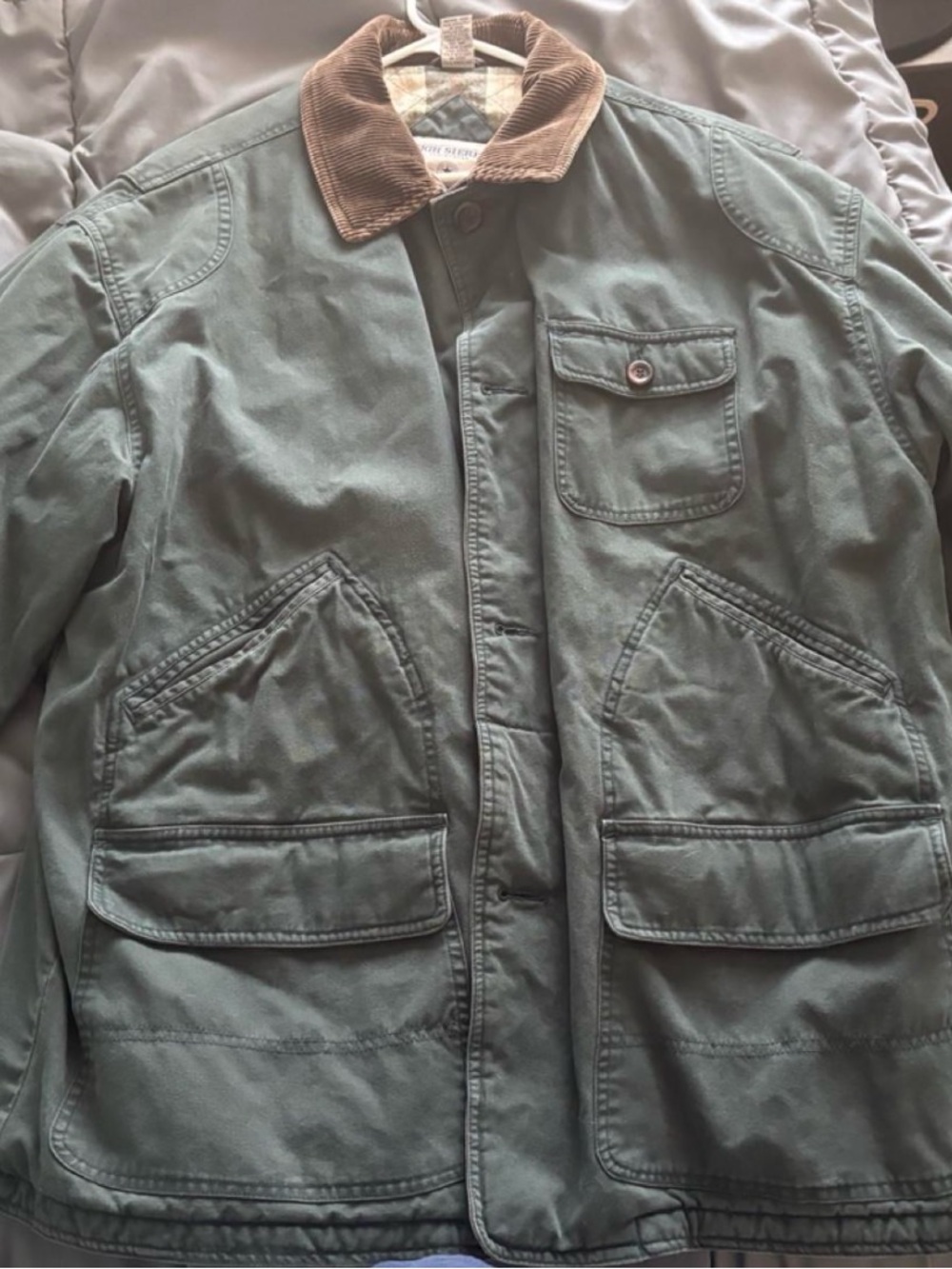 High Sierra Olive Field Jacket with Brown Corduroy Collar